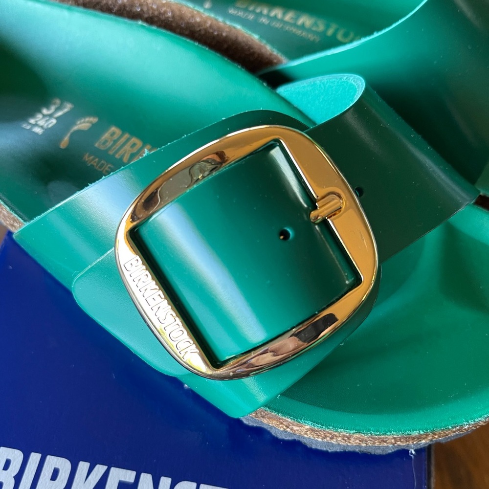 Birkenstock Green Sandals with Gold Buckles - Picture 3 of 8